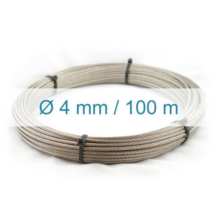 Câble inox 4mm 5M serti 1 coté articulé + 1 tendeur articulé