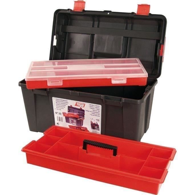 Boîte à outils plastique - noir et rouge - 48 cm