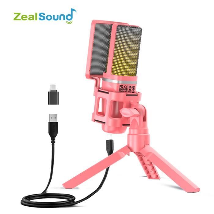 Zealsound-Microphone USB pour podcasting statique,streaming sur PC et  téléphone Android,adaptateur antichoc,micro - Pink[B30492] - Cdiscount TV  Son Photo