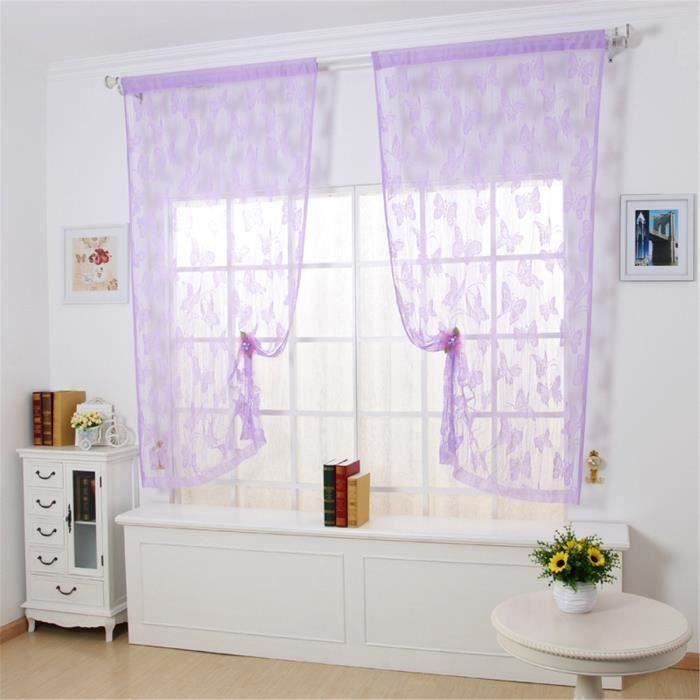 Rideaux Voilages Semi-occultants – Motif Papillons 3D – 2 Pièces – 55x108 Pouces – Style Vintage – Pour Salon Et Chambre