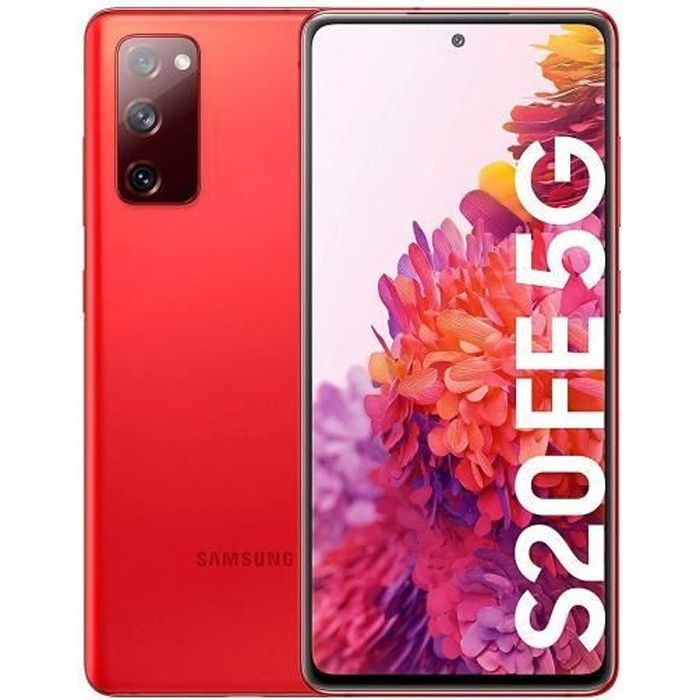 Téléphone portable SAMSUNG GALAXY S20 FE fini en rouge, écran Infinity-O Super AMOLED 6,5 120 Hz 2400 x 1080 pixels, 5G, Android 10 Téléphone portable SAMSUNG GALAXY S20 FE fini en rouge, écran Infinity-O Super AMOLED 6,5 120 Hz 2400 x 1080 pixels, 5G, Android 10