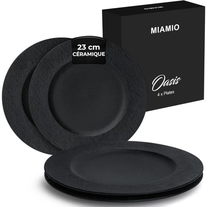 Ensemble De 4 Assiettes Plates En Céramique - 23 Cm, Collection Oasis MIAMIO - Micro-ondes, Lave-vaisselle, Design Moderne
