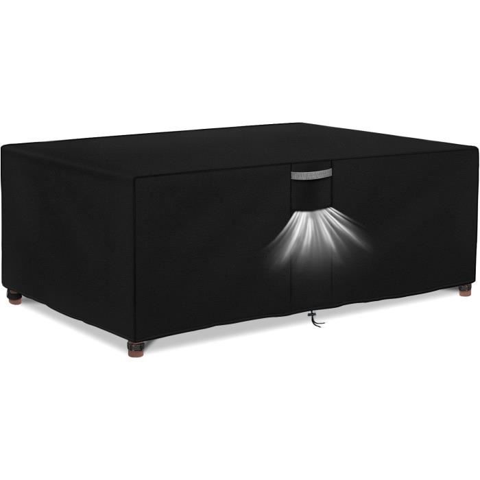 Housse Salon De Jardin Exterieur Impermeable 230x120x100cm Protection Bache Table De Jardin Avec Boucle De Verrouillage Anti-UV Coupe-Vent Housses Pour Mobilier De Jardin Table Chaise Set
