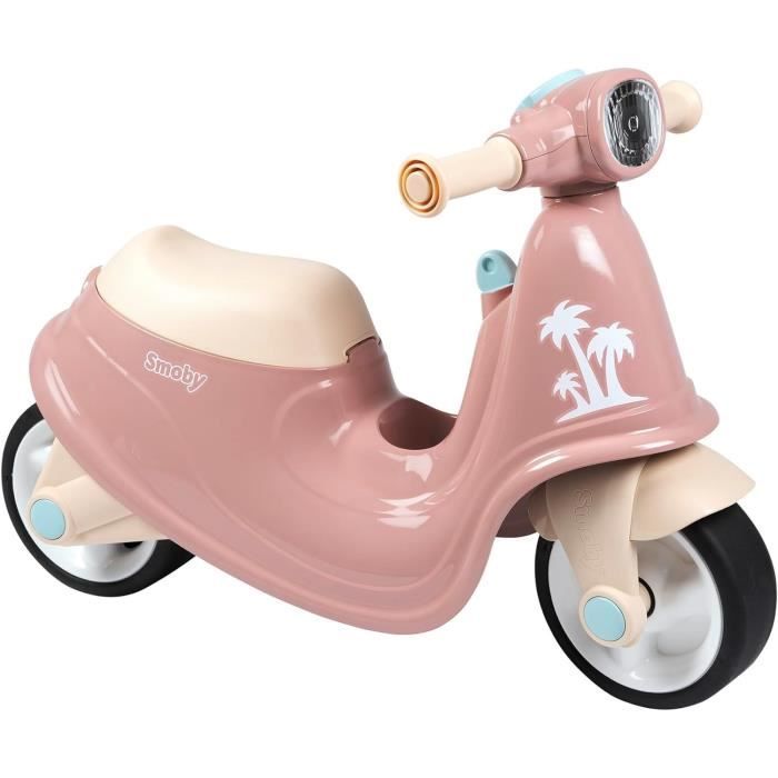 Smoby - Porteur scooter Rose - Coffre à Jouets - Roues silencieuses Dés 2ans