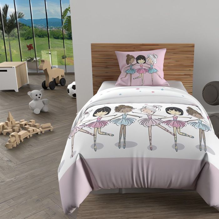Parure housse de couette 140x200 cm DANSEUSES rose 100% coton 57 fils/cm2 par Soleil dOcre Parure housse de couette 140x200 cm DANSEUSES rose 100% coton 57 fils/cm2 par Soleil dOcre