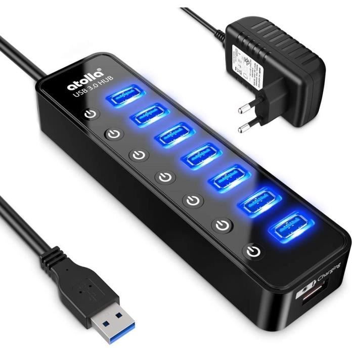 Hub USB 3.0 7 Ports Aluminium - Haute Vitesse 5 Gbps, Plug & Play - 5