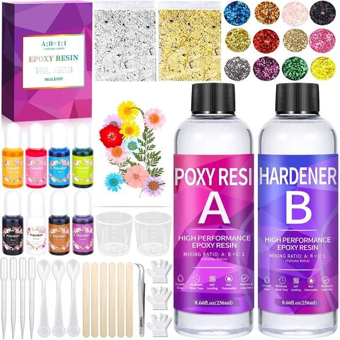 MULEVIP Resine Epoxy 510ml, 11 Résine Èpoxy Transparente, Kit Resine