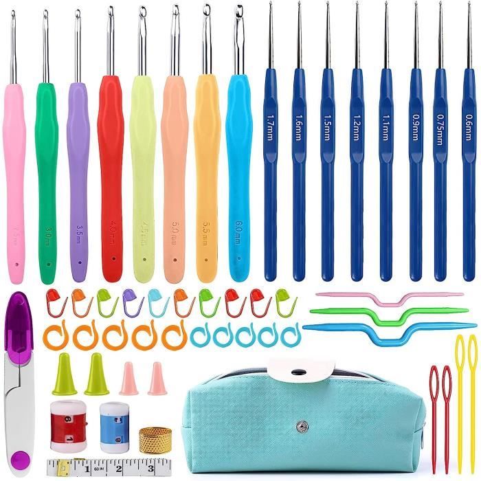 Aiguilles Colorées Tailles Variables LERANXIN Kit 8 Aiguilles à Crochet Ergonomiques 2.5-6mm - Poignée Silicone, Multicolores Accessoire Tricot Bricolage