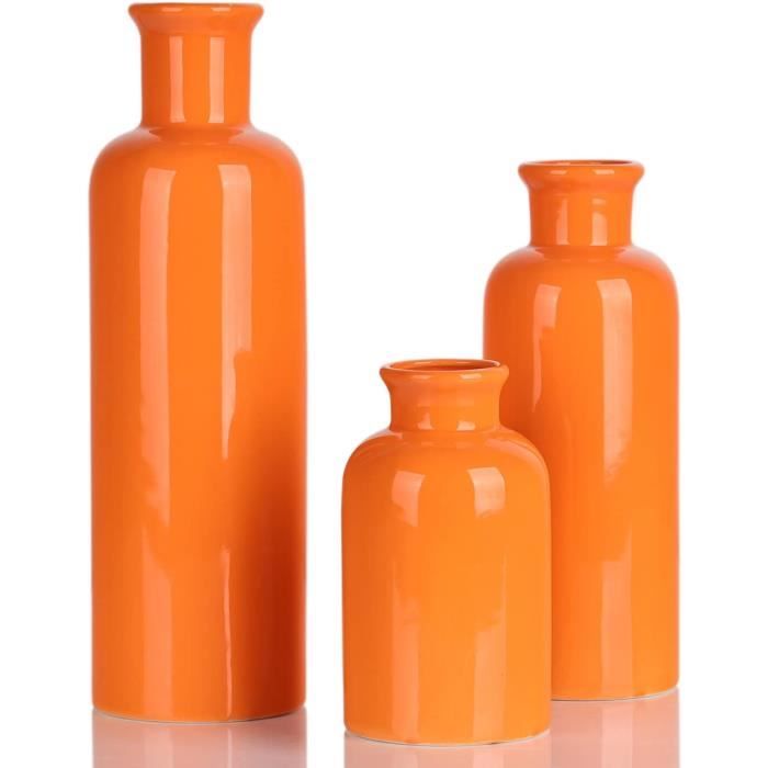 Vase Orange,Lot de 3 vases en céramique,Moderne Keramikvase Orange