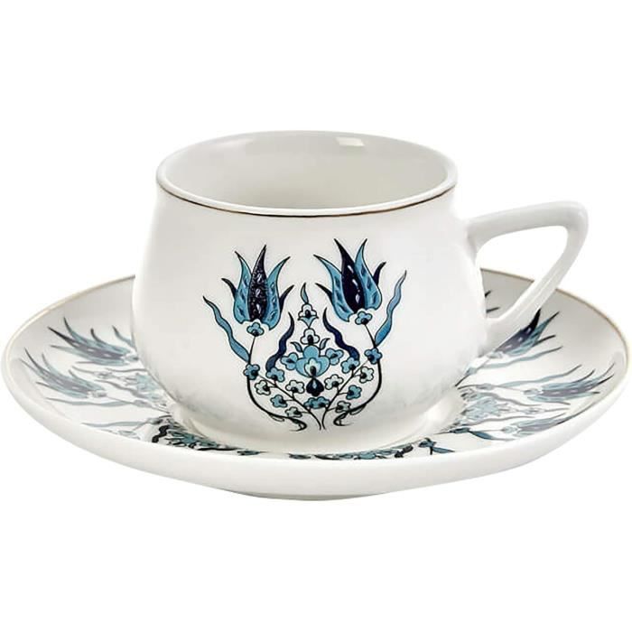 Set Tasse A Cafe KARACA Elda Pour 6 Personnes, Ensemble De Tasses à Café Turc Tasse à Expresso 6X Et Soucoupe 6X, Tasses à Moka, Ensemble De Tasses à Expresso En Porcelaine