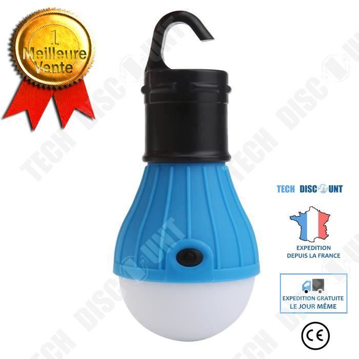 td® lampe de main portable bleu 3 led camping tente ampoule pêche lanterne lampe torche