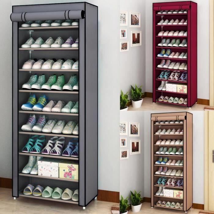 Etagères de Rangement Armoire En Tissus Étanche 10 Couches BRUN