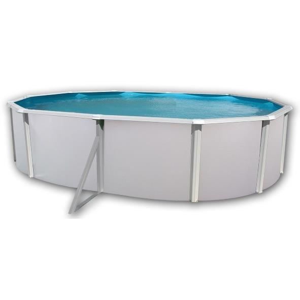 PRESTIGIO Piscine hors sol ovale en acier avec tapis 550 x 366 x 120 cm (Kit complet piscine, Filtre, Skimmer et échelle)
