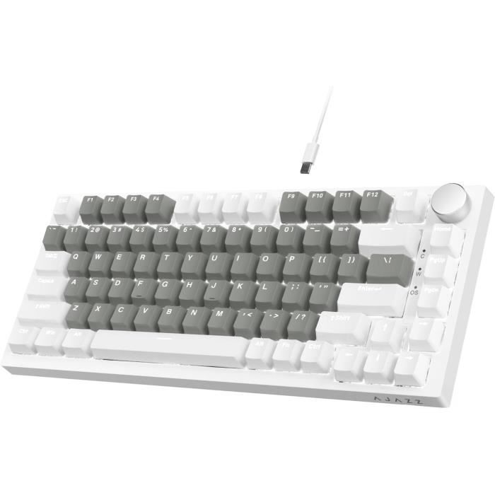 Clavier Gaming Mécanique AJAZZ AK992 - Sans Fil, Blanc, Rétroéclairé, Neuf