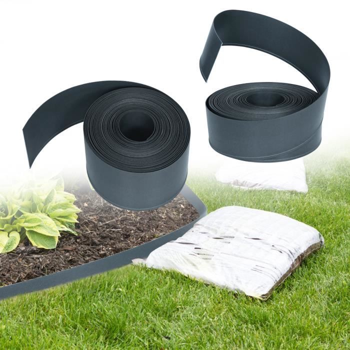 Cellfast Bordure De Jardin Lisse Graphite 20 Cm X 9 M - Séparation Pelouse Et Massifs