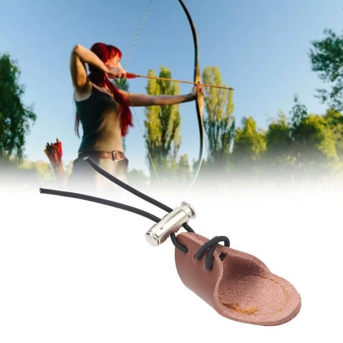 Gant de tir à l'arc en cuir véritable pour archer expérimenté, arc de flèche recourbé pour adulte (tissu extensible dans les 4 sens, noir, taille L