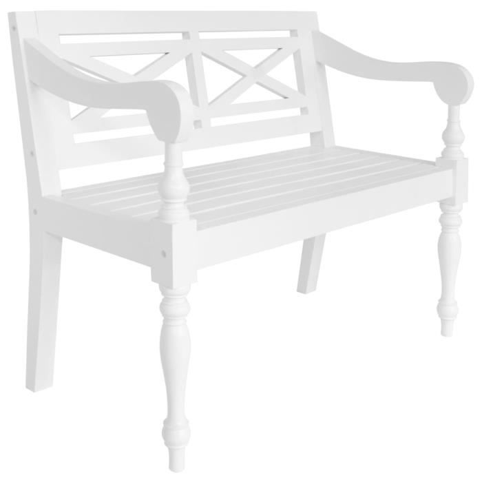 "top" banc coffre jili - design relax - banc salon batavia 98 cm bois d'acajou massif blanc,16 kg
