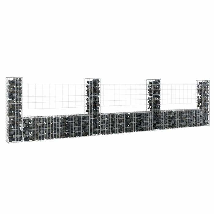 vidaXL Panier de Gabion en Forme de U avec 4 Poteaux Mur de Soutènement Barrière de Jardin Patio Projets de Jardinage 151277