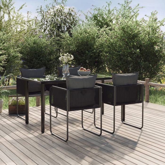 vidaXL Acacia Ensemble à Dîner de Jardin 5 pcs Salon de Jardin Mobilier de Salle à Manger dExtérieur Arrière cour 3058324