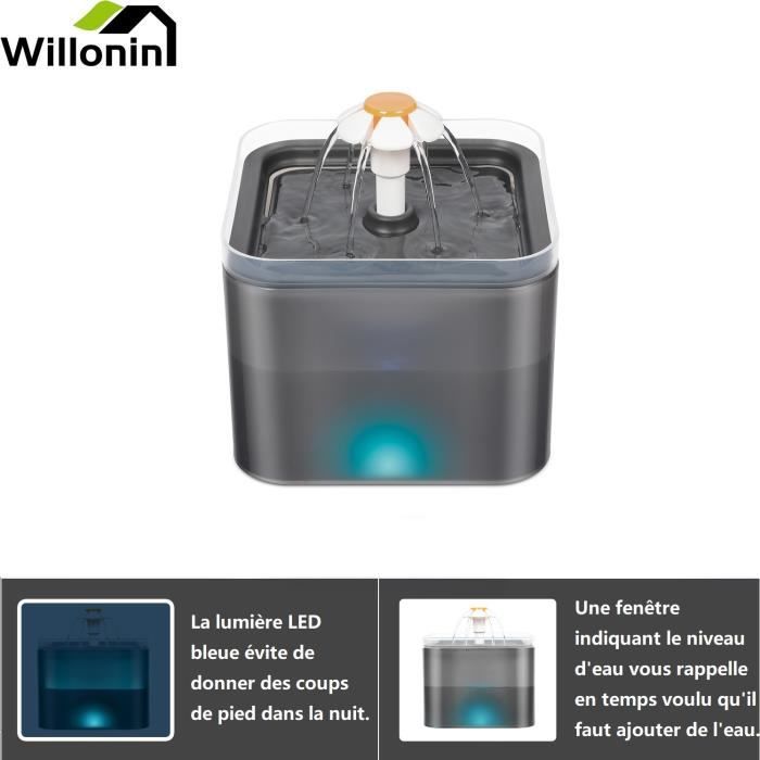 Fontaine à Eau pour Chat Chien 1.5L Distributeur Auto Pompe Filtres LED USB  Neuf