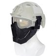 Airsoft extérieure tactique militaire casque combat protection demi-visage oreille protection Conquer masque (noir)-1