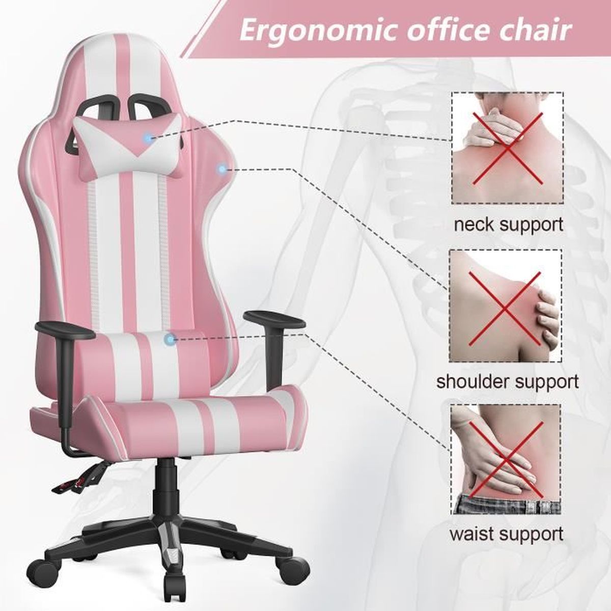 Lot De 3 Taies D'Oreiller Pour Chaise De Bureau - MagiDeal Lavables Appuie-Tête