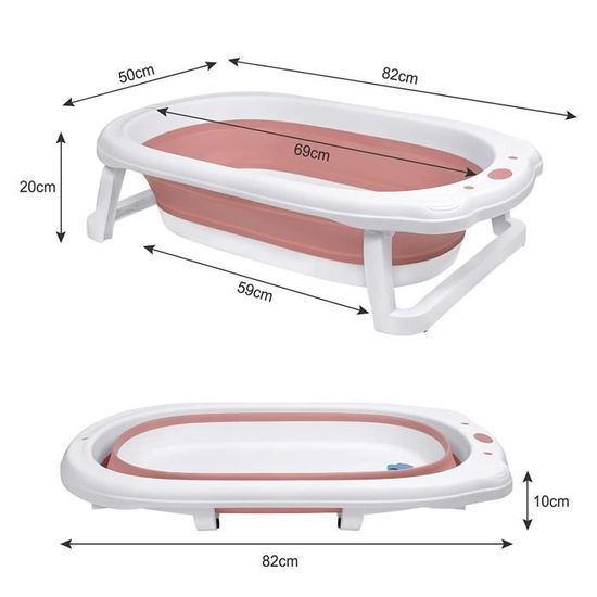 Aufun Baignoire Bébé Pliable Ergonomique Avec Pieds Antidérapants Et Coussin - Grise