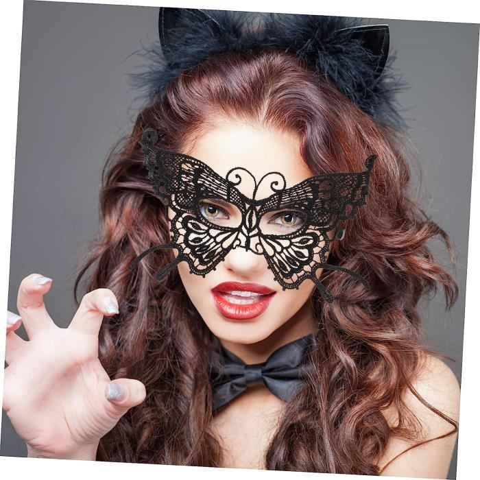4 Pieces Dentelle Papillon Masque Tenue Masque De Mascarade Noir Tenue Halloween Dentelle Masques Pour Les