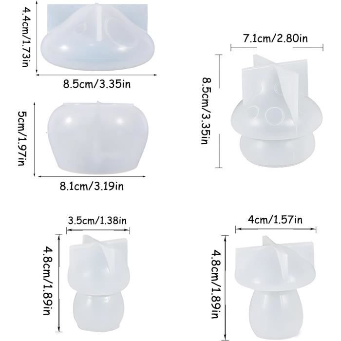 Lot De 4 Moules En Silicone 3D En Forme De Champignons Pour Resine Epoxy~p125842120