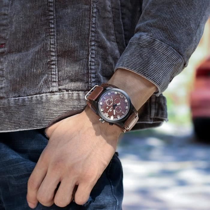 Montre gros bracelet cuir homme deals