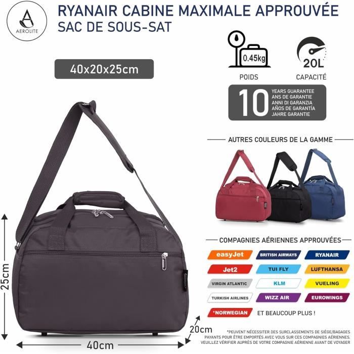Ryanair Sac De Cabine 40 X 20 X 25 Cm Bagage Main Taille Cabine