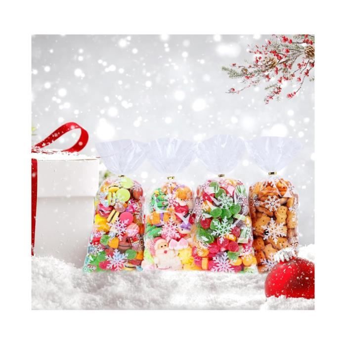 Soimiss Lot 300 Sachets Cellophane Transparents Rubans Dorés Bonbons