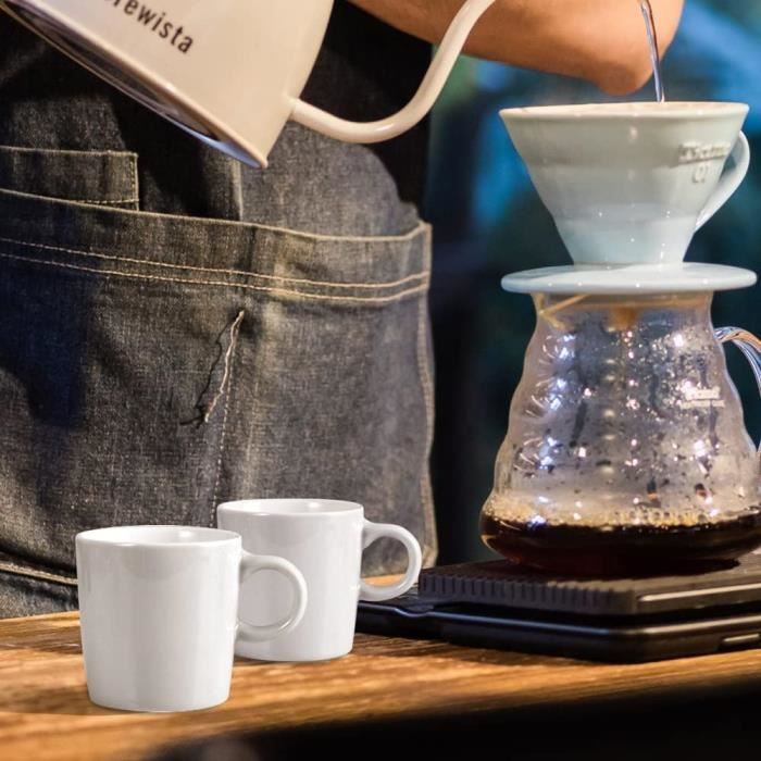Lot De 6 Tasses Espresso Céramique 80 Ml + Soucoupes – Blanc Élégant, Idéal Café Italien Bar & Maison