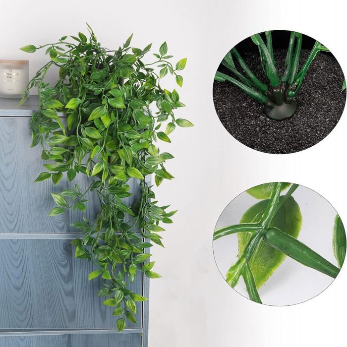 2PCS Plante Artificielle Tombante avec Pot, 75cm Plante Artificielle