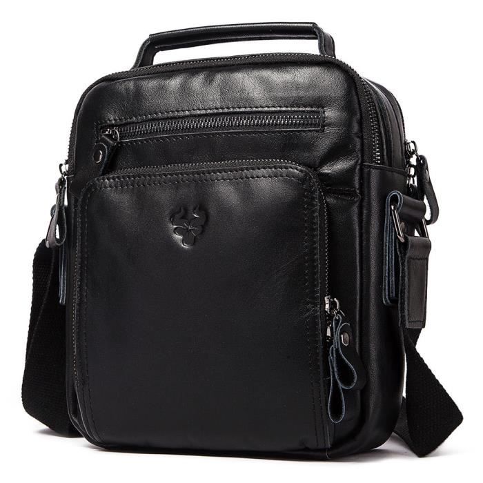 Sacoche homme Cuir haut de gamme Stockage de masse Noir