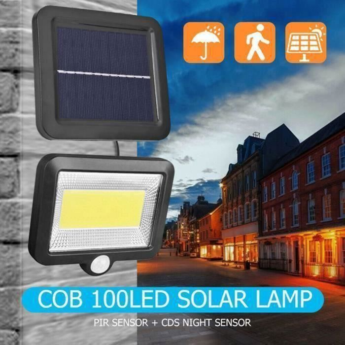 Lampe solaire d exterieur 100 COB led avec detecteur de mouvement luminaire  interieur