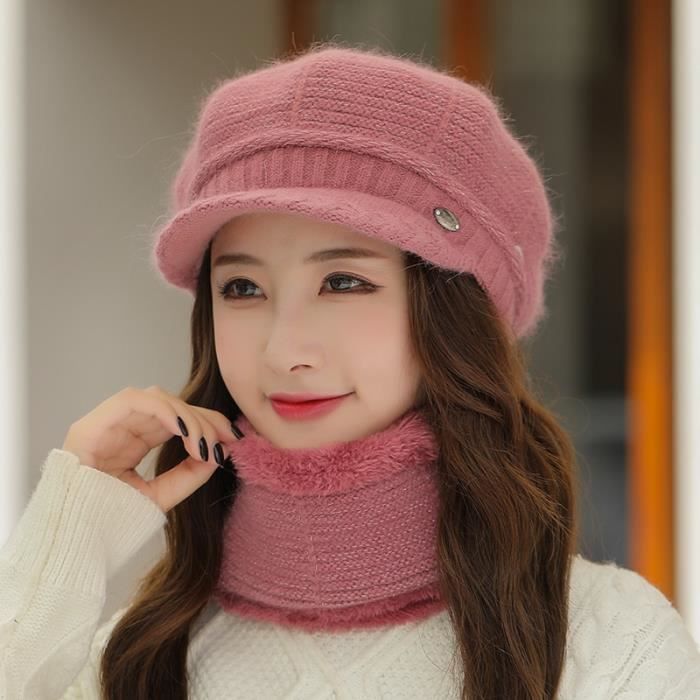 Casquette imperméable tricotée pour l'extérieur - Cache-oreilles chauds -  Pour femme - Épais - Résistant au froid - Étanche, Rose, taille unique :  : Mode