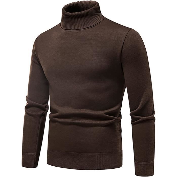Pull Col Roule Homme Automne Hiver Casual Slim Fit Tricot Couleur Uni Homme Hiver Vintage Doux Pas Cher Noel Homme Cafe Cdiscount Pret a Porter