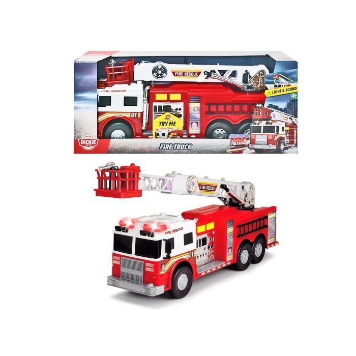 Camion de pompiers DICKIE TOYS - Roues libres, son, lumières et parties  mobiles - 57cm - Dès 3 ans