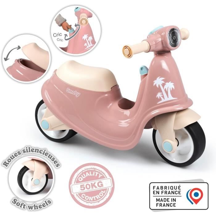 Smoby Porteur scooter Rose Coffre à Jouets Roues