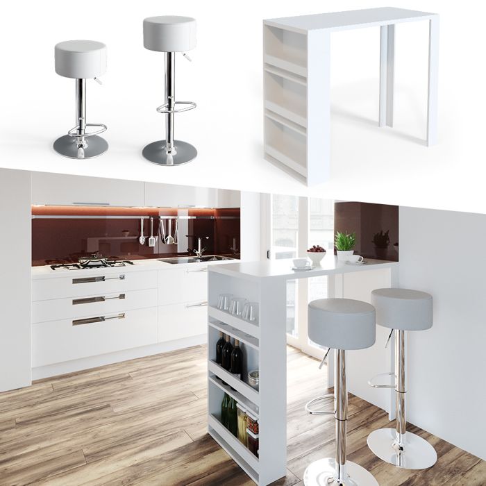 Vicco Table de bar Blanc/Sonoma 75x75cm