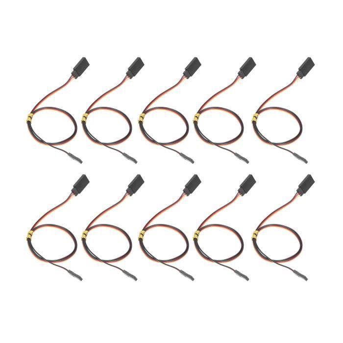 Lot De 10 Câbles Servo 3 Broches Mâle-Femelle – 10 Cm – Pour Futaba JR, Drone, Avion, Voiture RC