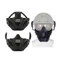 Airsoft extérieure tactique militaire casque combat protection demi-visage oreille protection Conquer masque (noir)-2