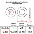 Rondelle Inox M10 : Boite 20 Pcs Plate Étroite Acier Inoxydable A2 | PROTORX |(Diam.int = 10,5mm x Diam.ext = 20mm)-2
