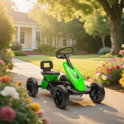 Kart à Pédales Pour Enfants, Karting Enfant De 2 à 5 Ans Avec Roues EVA Silencieux Avancer Et Reculer Vert 6a6ca704283e4a4515a0e549