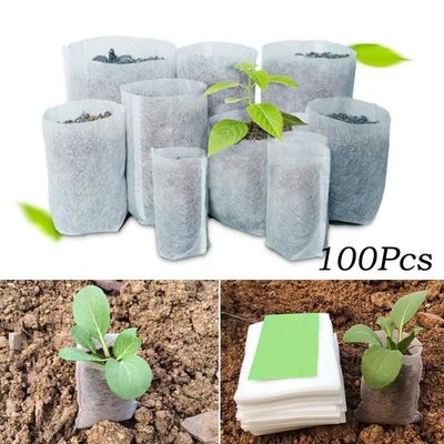 Lot De 100 Sacs De Pépinière Biodégradables Non Tissés - 6x18 Cm, Pour Semis Et Boutures - 3