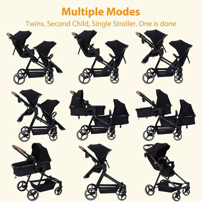 Poussette Double Legere Landau Pliable de Voyage Poussette Tandem Compacte Avec Sieges Reversibles Nacelle Bebe Pour 0 36 Mois Cdiscount Puericulture Eveil bebe