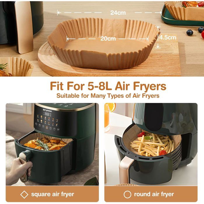 Philips Dual Basket Bakpapier Anhow 200 PCS Papier Cuisson Air Fryer, Papier Sulfurisé Compatible Philips Dual Basket 3000 Serie Bakpapier
