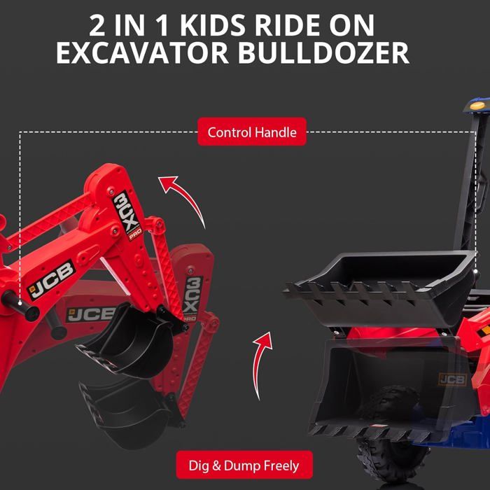 Tracteur électrique Enfant 12V 4-en-1 – Pelle, Bulldozer, Cabane, Télécommande Parentale, Cadeau 3 Ans+ 2026