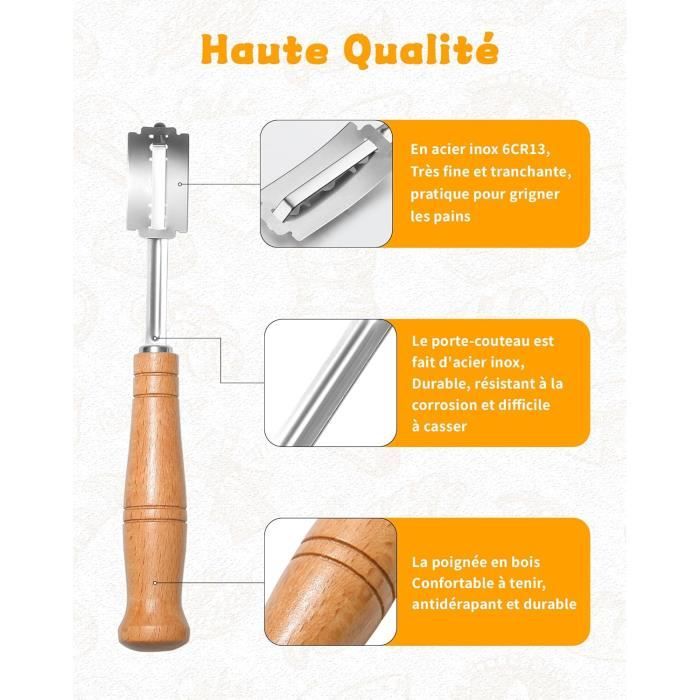 Couteaux À Pain Avec 5 Lames De Rechange, Couteau De Cuisson, Outils Pour Baguette Occidentale
